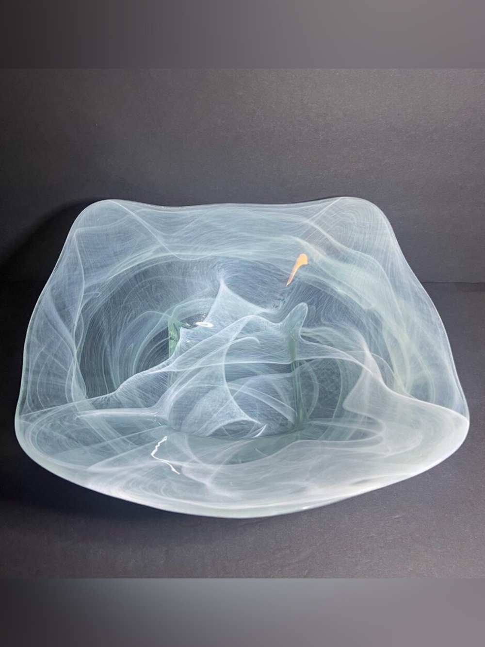 Vidrios San Miguel Handmade in Spain Large Swirl Recycled Glass Centerpiece Bowl
